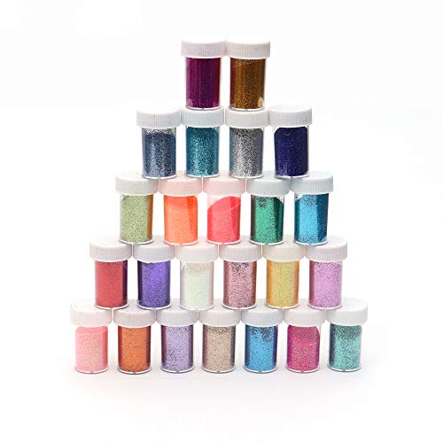 24 Piezas Purpurina Fina - 10g Purpurina Polvo - Purpurina para Uñas - Purpurina Manualidades - Decorar Purpurina para Uñas, Cara, Hacer Tarjetas - Polvo de Purpurina - Purpurina Maquillaje