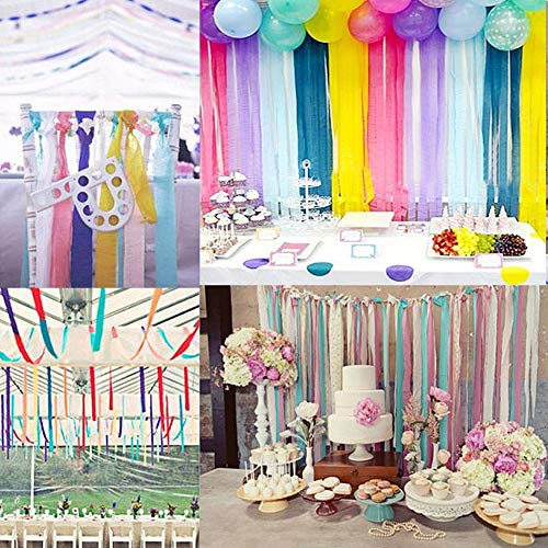 24 Rollos de Serpentina de Papel Crepé Bandas de Multicolor para Decoraciones de Fiesta de Cumpleaños Boda Halloween Festival 12 Colores