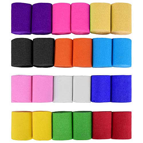 24 Rollos de Serpentina de Papel Crepé Bandas de Multicolor para Decoraciones de Fiesta de Cumpleaños Boda Halloween Festival 12 Colores
