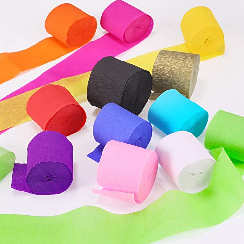 24 Rollos de Serpentina de Papel Crepé Bandas de Multicolor para Decoraciones de Fiesta de Cumpleaños Boda Halloween Festival 12 Colores