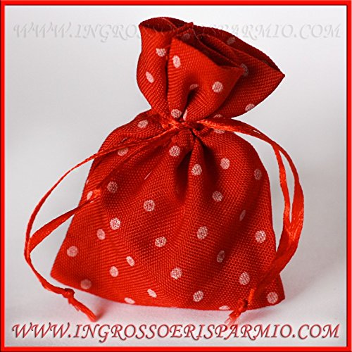 24 saquitos confettata de algodón rojas a lunares completos de 5 peladillas de venta online