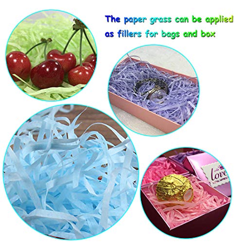 240 g Papel en Tiras de Cesta de Pascua de Multicolor Papel de Seda Raffia Hierba Papel Arrugado Rallado para Rellenar Caja de Regalo (Conjunto de Colores 6)