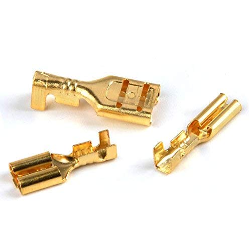 240 Piezas 2.8mm 4.8mm 6.3mm Cable Terminal Crimp Macho Femenino Spade Conector de Bloque de Terminales con Aislamiento Manga Surtido Kit Latón Plateado Oro