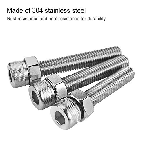 240 piezas M3 Tornillos zócalo hexagonal de Acero inoxidable, Juego de Pernos y tuercas, 3 mm x 4/5/6/8/10/12/14/16/18/20/25/30 mm