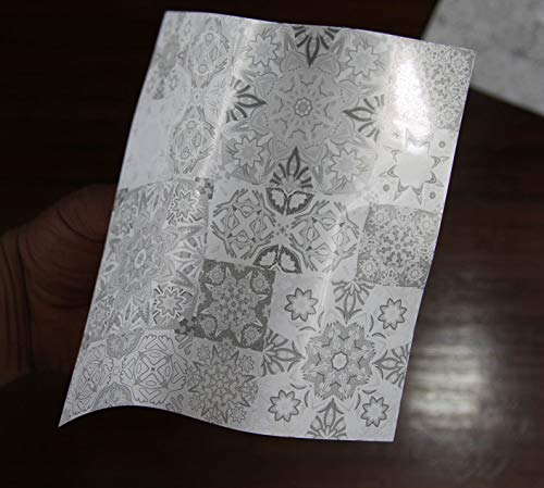 24x Gris blanco Lámina impresa 2d 15x15cm PEGATINAS lisas para pegar sobre azulejos cuadrados de 15cm en cocina, baños resistentes al agua y aceite
