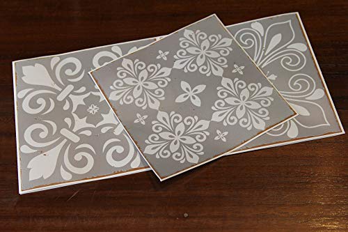 24x mezcla de mosaico gris Lámina impresa 2D 10x10cm PEGATINAS lisas para pegar sobre azulejos cuadrados de 10cm en cocina, baños resistentes al agua y aceite mosaico gris