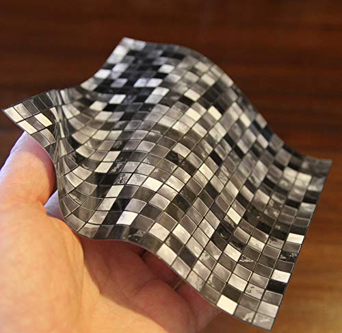 24x Negro blanco Lámina impresa 2d PEGATINAS lisas para pegar sobre azulejos cuadrados de 15cm en cocina, baños – resistentes al agua y aceite