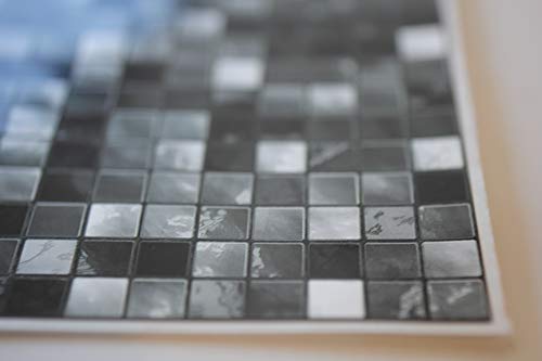24x Negro blanco Lámina impresa 2d PEGATINAS lisas para pegar sobre azulejos cuadrados de 15cm en cocina, baños – resistentes al agua y aceite