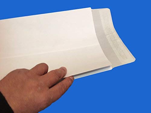 25 Bolso blanco sobre tiene fuelle C4 A4 229 x 324 + 30 mm blanco 120 g de papel de cierre grande cinta capacidad