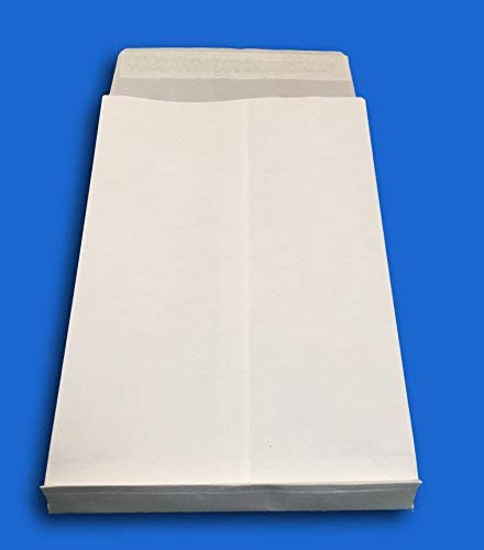 25 Bolso blanco sobre tiene fuelle C4 A4 229 x 324 + 30 mm blanco 120 g de papel de cierre grande cinta capacidad