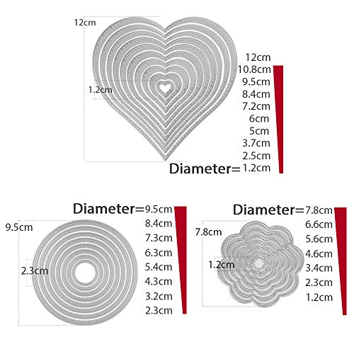25 Unidades Troqueles Scrapbooking de Metal en Forma Flores Círculos Corazón Troqueles de Corte Plantillas Cutting Dies Tarjeta Papel Decoración Manualidades