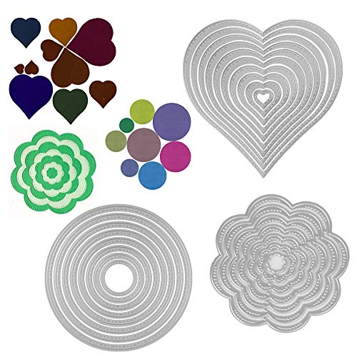 25 Unidades Troqueles Scrapbooking de Metal en Forma Flores Círculos Corazón Troqueles de Corte Plantillas Cutting Dies Tarjeta Papel Decoración Manualidades