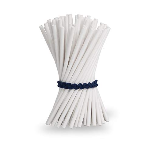 250 Unidades De Papel Biodegradable Pajas De Beber | Blanca De 20 Cm / 8 Pulgadas