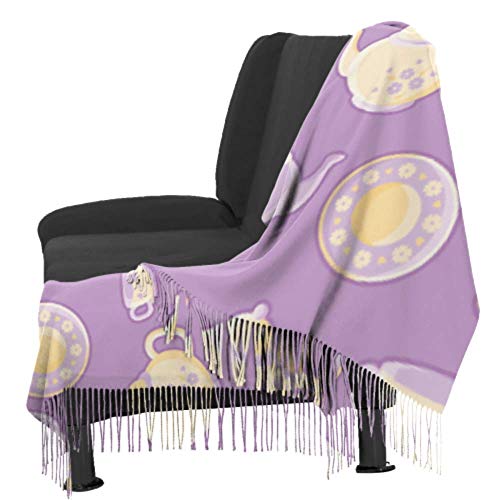 27"x77 Chales y envolturas Conjunto de tetera de colores cálidos y lindos Hombres Bufanda de cabeza Bufandas de viaje para mujeres Elegante manta cálida grande