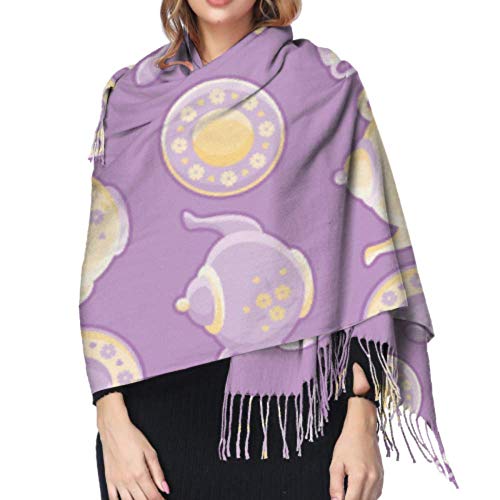 27"x77 Chales y envolturas Conjunto de tetera de colores cálidos y lindos Hombres Bufanda de cabeza Bufandas de viaje para mujeres Elegante manta cálida grande