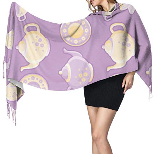27"x77 Chales y envolturas Conjunto de tetera de colores cálidos y lindos Hombres Bufanda de cabeza Bufandas de viaje para mujeres Elegante manta cálida grande