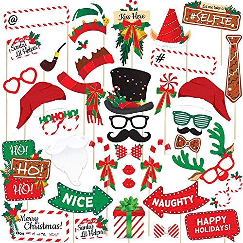28 piezas de accesorios de fotos y accesorios para Navidad, accesorios de disfraz, accesorios para decoración de Navidad