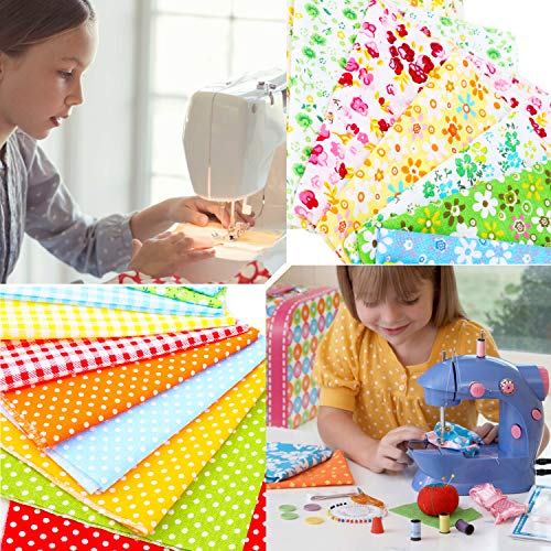 28 Piezas Tela de Algodón Patchwork, Tela de Estampada Flores de Costura de Material Textil Manualidades Retales Algodón con Cinta elástica e Puente de la Nariz para Coser DIY Bricolaje(25x25cm)
