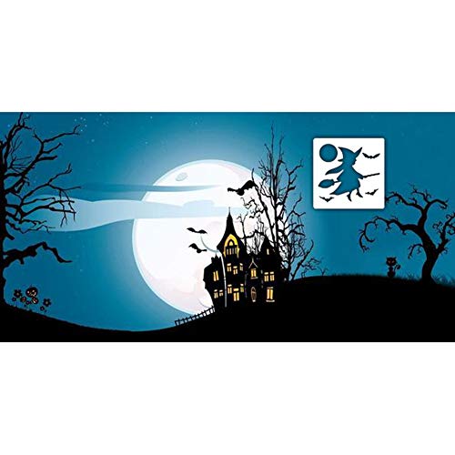 28 plantillas de Halloween – patrón de calabaza, murciélago, búho, castillo viejo, bruja, fantasma para decoración de Halloween, tarjeta de decoración, manualidades, dibujo, pintura, paredes de madera