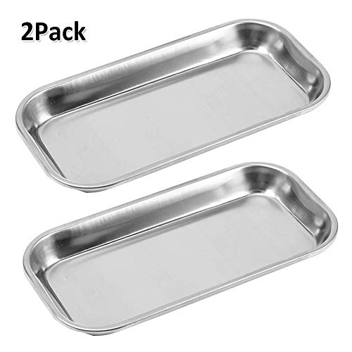 2pcs Bandeja Médica, Bandeja quirúrgica Bandeja Dental Del Instrumento Médico Dental Del Acero Inoxidable 201 Fácil De Limpiar Y De Esterilizar 22,5 x 12 x 2cm