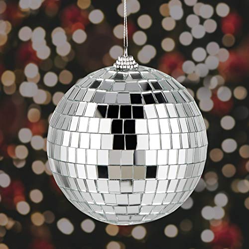 2pcs Bolas de Espejos Discoteca, 10x10cm Bola de Discoteca con Espejos Plateada Bola de Espejos dj Accesorio de Discoteca para 70 años ochenta Fiesta Temática Decorativa (Plata)