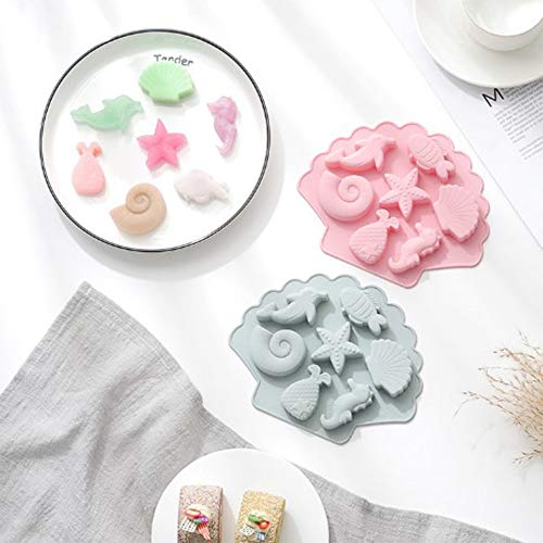 2pcs Marina Animales Moldes Silicona Bricolaje, Molde de Silicona para Tartas de Caramelo, Herramientas para Fondant, para Decorar Tartas, Chocolate, Dulces, Hornear, Cubitos de Hielo