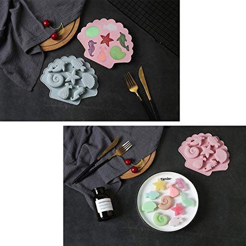 2pcs Marina Animales Moldes Silicona Bricolaje, Molde de Silicona para Tartas de Caramelo, Herramientas para Fondant, para Decorar Tartas, Chocolate, Dulces, Hornear, Cubitos de Hielo