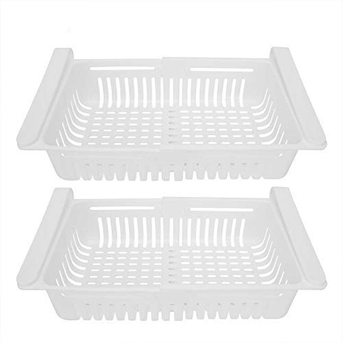 2Pcs Refrigerador Storager Cajón Slide Slide Frigorífico Organizador Contenedores Frigorífico de plástico Cestas clasificadas para verduras Frutas Huevo y cerveza Almacenamiento (8.3 * 6.3 * 2.8"）