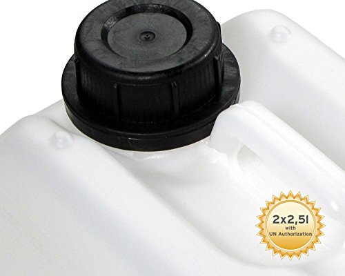 2x Bidón 2,5 l de HDPE, con tapa DIN 45 mm y homologación UN, bidón de agua, apto para alimentos