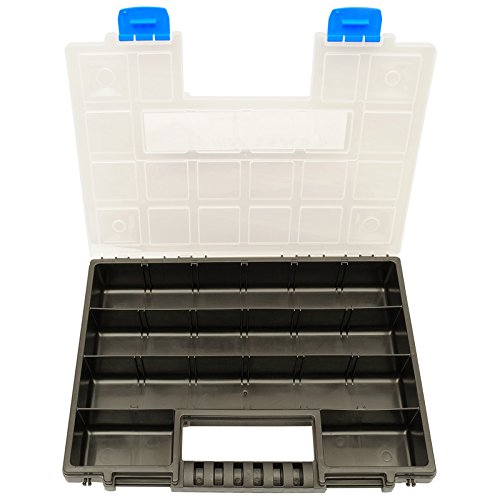 2x XL Caja organizadora con compartimentos de 345x249x50mm I Compartimiento de piezas pequeñas I Caja de tornillos I Caja de herramientas I Cajas surtidoras