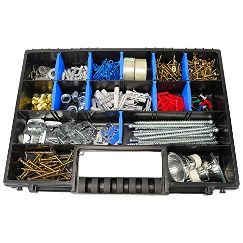2x XL Caja organizadora con compartimentos de 345x249x50mm I Compartimiento de piezas pequeñas I Caja de tornillos I Caja de herramientas I Cajas surtidoras