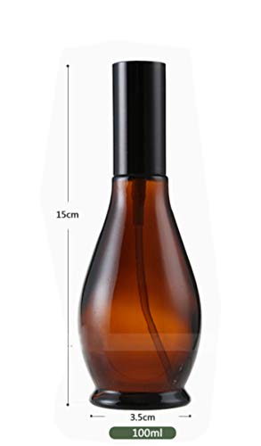 3 botellas de spray de cristal ámbar vacías de 100 ml para limpieza de perfume cosmético, con pulverizadores de niebla fina y tapa antipolvo
