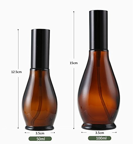 3 botellas vacías rellenables de vidrio de color ámbar, con atomizador negro y tapa antipolvo, para aceites esenciales, aromaterapia