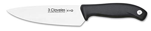 3 Claveles 28006 Set Cuchillos, Verduras 9cm + Cocina 13,5cm + Santoku 18cm, línea EVO, Acero, Plata