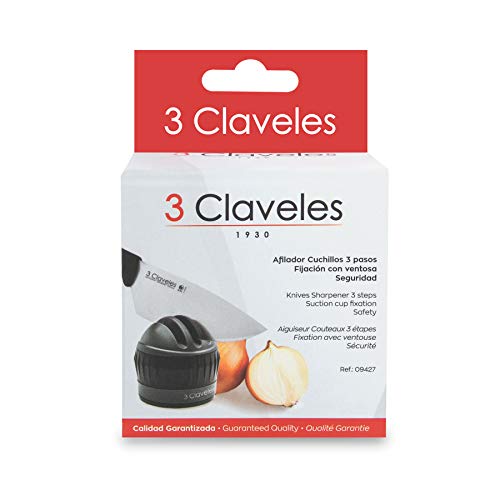 3 Claveles - Afilador de Cuchillos con Ventosa, 3 Fases - 6 cm