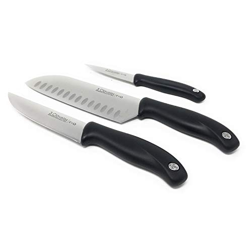 3 Claveles EVO - Juego de Cuchillos de Alto Rendimiento en Acero Inoxidable Molibdeno Vanadio, Filo Duradero y Corte Preciso. Santoku, Cocinero y Verduras.