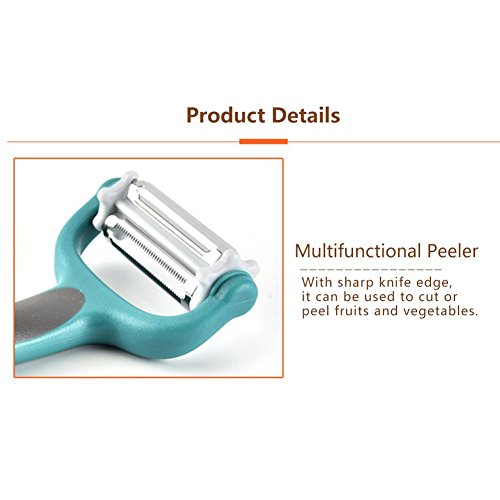 3-en-1 pelador multifunción de acero inoxidable giratorio melón peeling cuchillo melón planing, fruta y verduras pelador serrado y cuchilla ergonómica cuchilla afilada gadget de cocina duradera