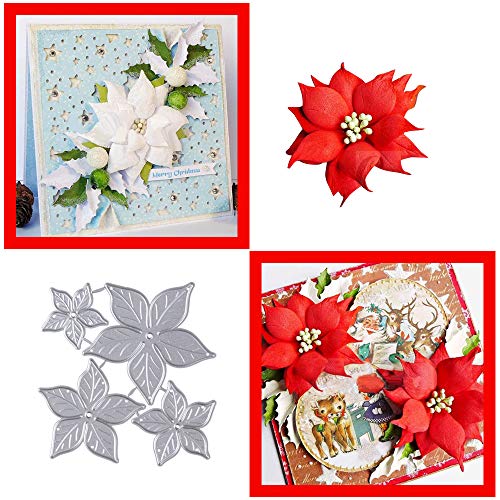 3 Juegos de Troqueles Navidad Scrapbooking de Metal Diseño Navideños Flores Troqueles de Corte Plantillas Dies Cut Tarjeta Papel Decoración Manualidades
