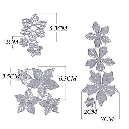 3 Juegos de Troqueles Navidad Scrapbooking de Metal Diseño Navideños Flores Troqueles de Corte Plantillas Dies Cut Tarjeta Papel Decoración Manualidades