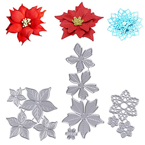 3 Juegos de Troqueles Navidad Scrapbooking de Metal Diseño Navideños Flores Troqueles de Corte Plantillas Dies Cut Tarjeta Papel Decoración Manualidades