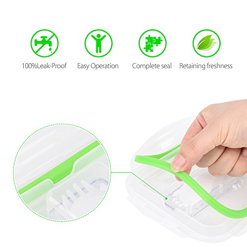 [3 Paquete] Symbom Fiambrera 1L Bento Lunch box Vidrio Contenedores de Alimentos Hermético, Para Microondas, Horno, Congelador, Lavavajillas Seguro Recipientes Comida + Cuchillo y Tenedor - BPA Free