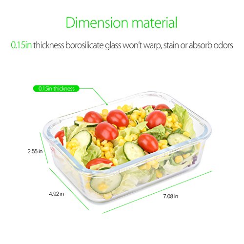 [3 Paquete] Symbom Fiambrera 1L Bento Lunch box Vidrio Contenedores de Alimentos Hermético, Para Microondas, Horno, Congelador, Lavavajillas Seguro Recipientes Comida + Cuchillo y Tenedor - BPA Free