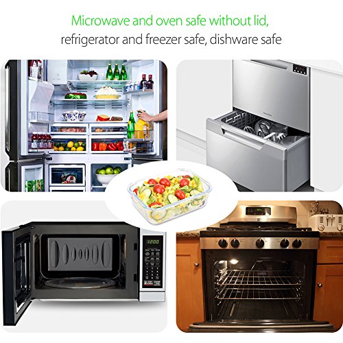 [3 Paquete] Symbom Fiambrera 1L Bento Lunch box Vidrio Contenedores de Alimentos Hermético, Para Microondas, Horno, Congelador, Lavavajillas Seguro Recipientes Comida + Cuchillo y Tenedor - BPA Free