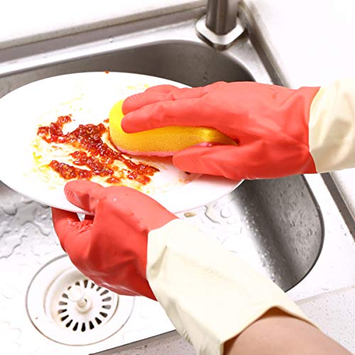 3 pares de guantes de goma impermeables para limpieza de la ropa de la cocina (tamaño mediano)