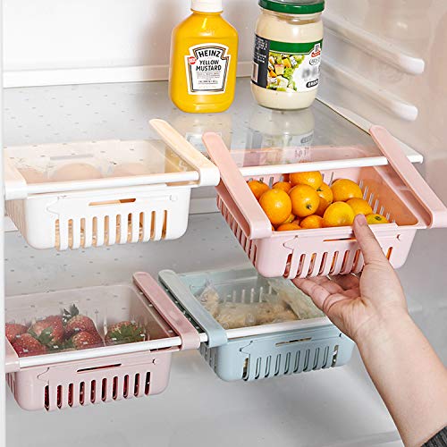 3 Piezas Estante De Almacenamiento De Refrigerador Retráctil cajón nevera Frigoríficos Organizadores de Cajones para Clasificación de Alimentos bebidas frutas Mantiene Ordenado El Refrigerador