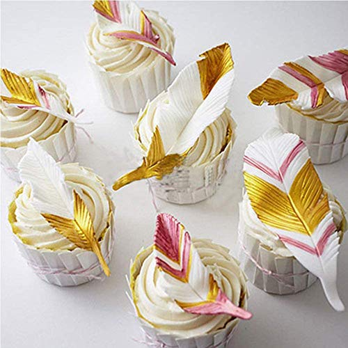 3 Piezas Molde de Silicona de Plumas, Molde de Fondant de Plumas, Decoración de Tartas, Herramientas para Hacer Bricolaje, Postre de Fiesta de Pastel de Cumpleaños Casero Chocolate