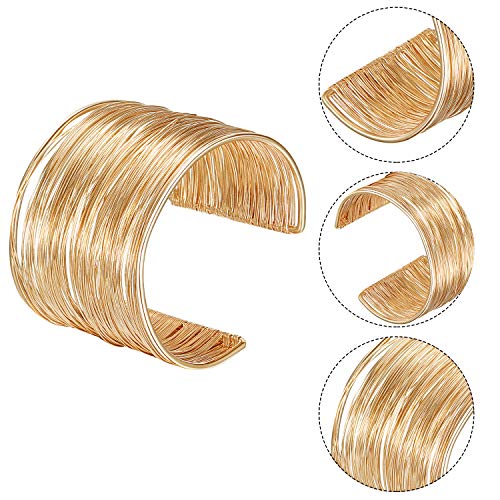 3 Piezas Pulseras Brazaletes Ancho de Puño Pulsera Ajustable de Aleación Pulsera de Bobina Oro para Mujeres