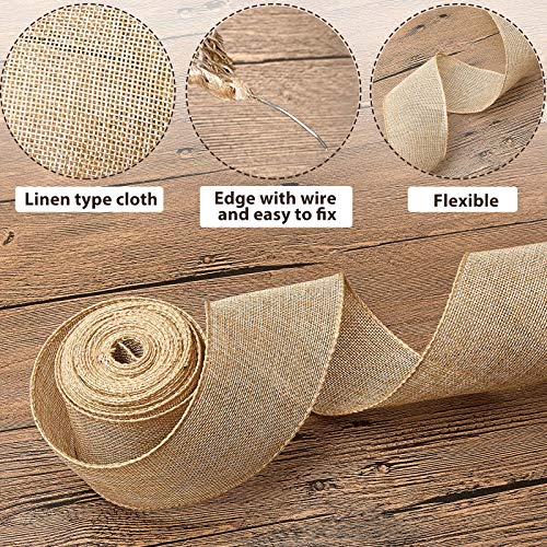 3 Rollos de Cinta de Tela de Arpillera de 1/2/ 3 Pulgadas x 10 Yardas Cinta de Yute Paño de Tipo de Lino para Manualidades Proyectos Caseros DIY, Decoraciones de Evento