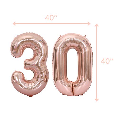 30 cumpleaños decoraciones para mujeres - 30 cumpleaños feliz cumpleaños rosa con Sash, Número 30 Foil Balloon, Rosa feliz cumpleaños Bunting,