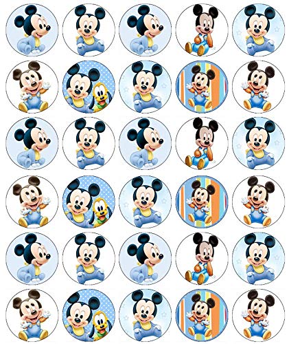 30 obleas comestibles de Mickey Mouse para decoración de pasteles de cumpleaños